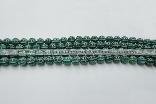 CAG8005 15.5 inches 8mm carved round green agate beads