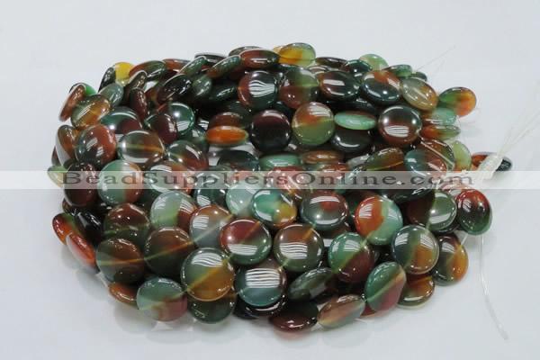 CAG802 15.5 inches 20mm flat round rainbow agate gemstone beads