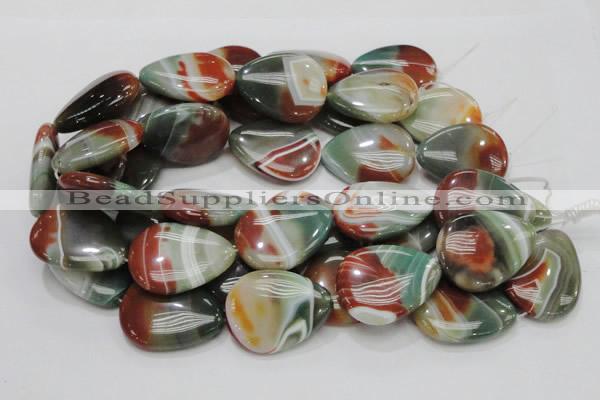 CAG809 15.5 inches 30*40mm flat teardrop rainbow agate gemstone beads