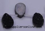 CAG8107 Top drilled 10*14mm teardrop black plated druzy agate beads