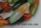 CAG811 15.5 inches 12*40mm rice rainbow agate gemstone beads