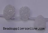 CAG8120 Top drilled 15*20mm teardrop white plated druzy agate beads