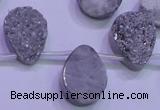 CAG8122 Top drilled 15*20mm teardrop silver plated druzy agate beads