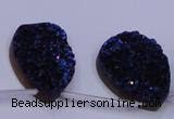 CAG8146 Top drilled 30*40mm teardrop blue plated druzy agate beads