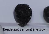 CAG8147 Top drilled 30*40mm teardrop black plated druzy agate beads