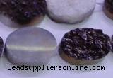 CAG8195 7.5 inches 18*25mm oval purple plated druzy agate beads