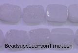 CAG8210 Top drilled 10*14mm rectangle white plated druzy agate beads