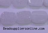 CAG8220 Top drilled 12*16mm rectangle white plated druzy agate beads