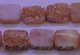 CAG8221 Top drilled 12*16mm rectangle champagne plated druzy agate beads