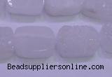 CAG8240 Top drilled 15*20mm rectangle white plated druzy agate beads