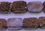 CAG8243 7.5 inches 15*20mm rectangle glod plated druzy agate beads