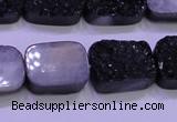 CAG8247 Top drilled 15*20mm rectangle black plated druzy agate beads