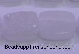 CAG8250 Top drilled 18*25mm rectangle white plated druzy agate beads