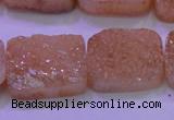 CAG8251 Top drilled 18*25mm rectangle champagne plated druzy agate beads