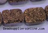 CAG8253 Top drilled 18*25mm rectangle glod plated druzy agate beads