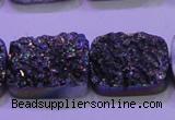 CAG8254 Top drilled 18*25mm rectangle rainbow plated druzy agate beads