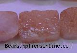 CAG8261 Top drilled 20*30mm rectangle champagne plated druzy agate beads