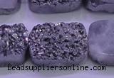 CAG8262 Top drilled 20*30mm rectangle silver plated druzy agate beads