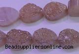 CAG8271 7.5 inches 10*14mm teardrop champagne plated druzy agate beads