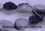 CAG8286 7.5 inches 12*16mm teardrop blue plated druzy agate beads