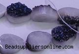 CAG8296 7.5 inches 13*18mm teardrop blue plated druzy agate beads