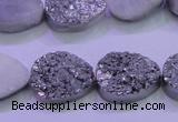 CAG8302 7.5 inches 15*20mm teardrop silver plated druzy agate beads