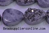 CAG8312 7.5 inches 18*25mm teardrop silver plated druzy agate beads