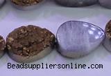 CAG8313 7.5 inches 18*25mm teardrop gold plated druzy agate beads