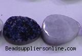 CAG8316 7.5 inches 18*25mm teardrop blue plated druzy agate beads