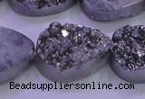 CAG8322 7.5 inches 20*30mm teardrop silver plated druzy agate beads