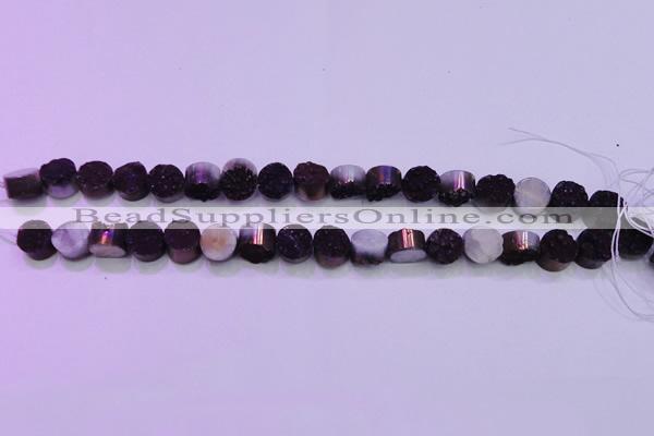 CAG8335 7.5 inches 10mm coin purple plated druzy agate beads