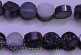 CAG8347 7.5 inches 12mm coin black plated druzy agate beads