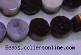 CAG8365 7.5 inches 16mm coin purple plated druzy agate beads