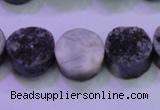 CAG8367 7.5 inches 16mm coin black plated druzy agate beads