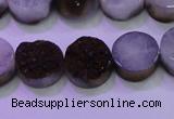 CAG8375 7.5 inches 18mm coin purple plated druzy agate beads