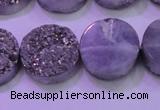 CAG8382 7.5 inches 20mm coin silver plated druzy agate beads