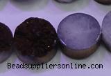 CAG8385 7.5 inches 20mm coin purple plated druzy agate beads