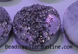 CAG8412 7.5 inches 35mm coin silver plated druzy agate beads