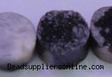 CAG8417 7.5 inches 35mm coin black plated druzy agate beads