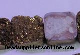 CAG8427 7.5 inches 25*25mm square gold plated druzy agate beads