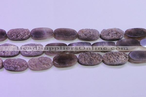 CAG8447 15.5 inches 15*30mm oval grey druzy agate gemstone beads