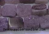 CAG8451 15.5 inches 10*14mm rectangle grey druzy agate gemstone beads