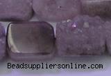 CAG8455 15.5 inches 18*25mm rectangle grey druzy agate gemstone beads