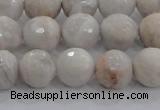 CAG8517 15.5 inches 12mm faceted round grey agate beads wholesale