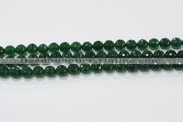 CAG8584 15.5 inches 12mm faceted round green agate gemstone beads