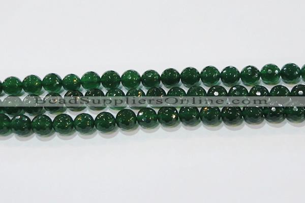 CAG8585 15.5 inches 14mm faceted round green agate gemstone beads