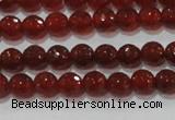 CAG8590 15.5 inches 6mm faceted round red agate gemstone beads