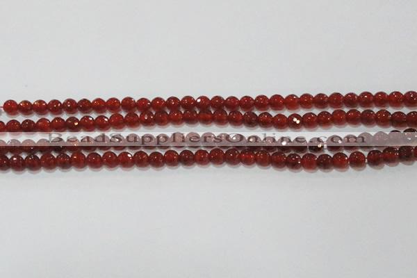 CAG8590 15.5 inches 6mm faceted round red agate gemstone beads