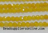 CAG8600 15.5 inches 4mm faceted round yellow agate gemstone beads