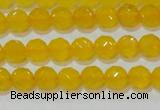 CAG8601 15.5 inches 6mm faceted round yellow agate gemstone beads